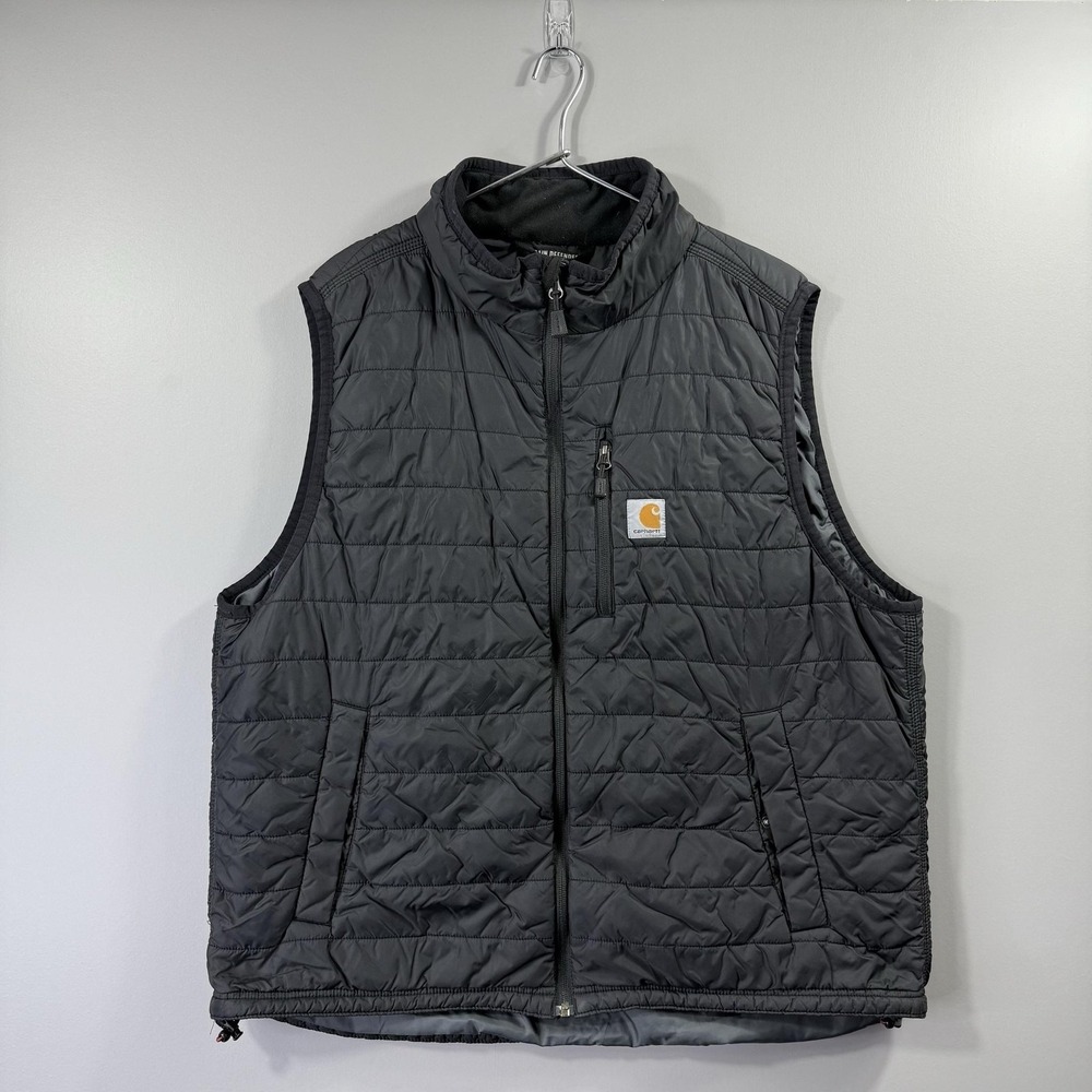 Carhartt Rain Defender Vest Mens XL Gray Quilted Insulated Workwear Full Zip